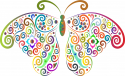 Clipart - Prismatic Floral Flourish Butterfly Silhouette 2 No Background