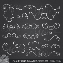 CHALK FLOURISH Clip Art: Hand Drawn Flourishes Clipart Design Elements,  Instant Download, Chalkboard Accents Flourish Clip Art