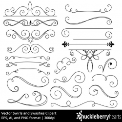 Flourish Clipart, Vector Swirls, Swirl Clipart, Swirl Graphics, Printable,  Commercial Use