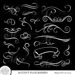 WHITE ACCENT FLOURISHES Digital Clipart, Instant Download, Flourish Design  Elements Antique Borders Clip Art