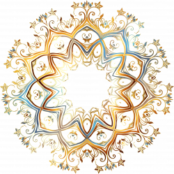 Clipart - Chromatic Gold Flourish Ornament No Background