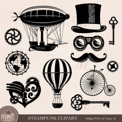STEAMPUNK Clipart | Steampunk Style Clip Art Downloads | Vector Steampunk  Clipart Images | Vintage Steampunk Balloon Bicycle Blimp
