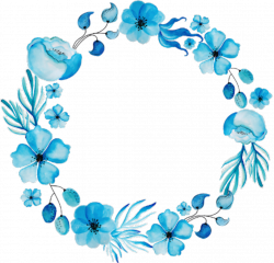 ftestickers flowers frame circle watercolor blue...