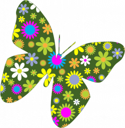 Clipart - Retro Floral Butterfly