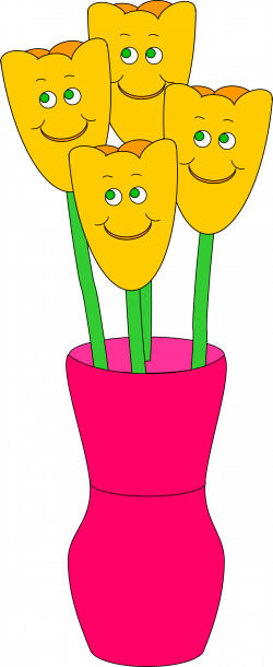 Clipart - Vase of Happy Tulips