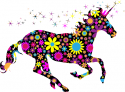 Clipart - Floral Magical Unicorn Silhouette