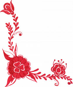 6 Red Flower Corner Ornament (PNG Transparent) Vol. 2 | OnlyGFX.com