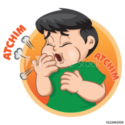 Illustration depicts a child character giving sneezing ...