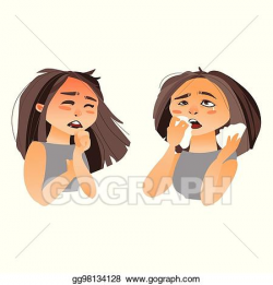 Vector Illustration - Woman having flu symptoms - runny nose ...