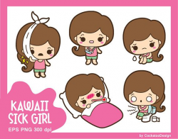 Kawaii girl clip art cute girl clipart sick girl clipart ...