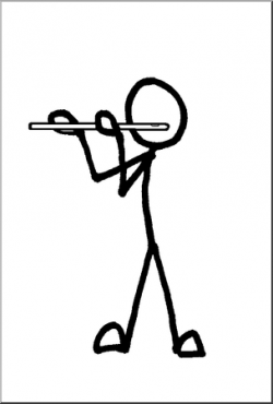 Clip Art: Stick Guy Flute Player B&W I abcteach.com | abcteach