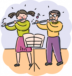 Student Musicians Play Flute - Vector Image