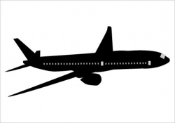 Boeing 777 Silhouette Vector Illustration Flying in the Sky ...