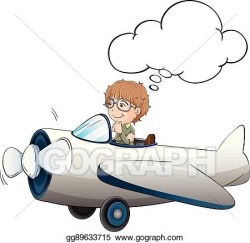 Vector Illustration - Boy flying jet plane in the sky. EPS ...