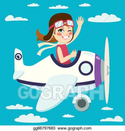 Vector Stock - Girl flying plane. Clipart Illustration ...