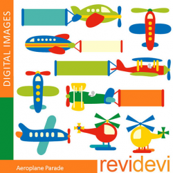 Planes and helicopters clipart with flying banners ...
