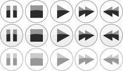 Clipart - Glossy media player {normal active, focus} buttons