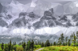 Clipart - Low Poly Fog Enshrouded Mountains