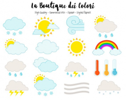 Weather Clipart, Cute Graphics PNG, Sun, Clouds, Wind, Fog ...