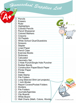 Homeschool Supplies List for homeschooling students http://www ...