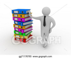 Stock Illustration - 3d man with stack of folders. Clipart ...
