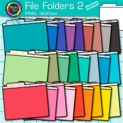 File Folder Clip Art {Rainbow Glitter Back to School Supplies,  Organization} 2