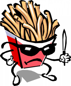 Humanoid French Fry Guy with Sunglasses - Vector Image