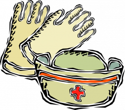 Medical Rubber Gloves and Nurse's Hat - Vector Image