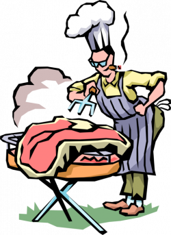Grill Master Cooks Texas-Size Steak - Vector Image