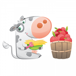 The Cheerful Farm Wall Stickers for Kids, Eating Cow Sticker