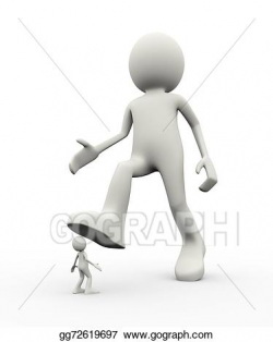 Drawing - 3d person under big leg foot. Clipart Drawing ...
