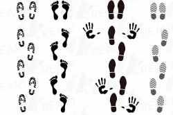 Footprint and handprint Clipart pack, human footprints