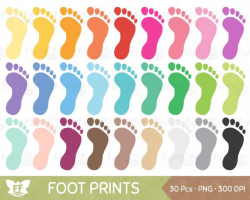 Foot Prints Clipart, Kids Baby Foot-Print, Colorful Feet Child Rainbow  Footprint Children Tracks Clip Art Painted Footprints, Commercial Use