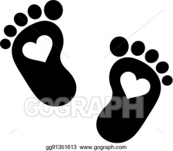 Vector Art - Baby footprint icon with hearts. Clipart ...