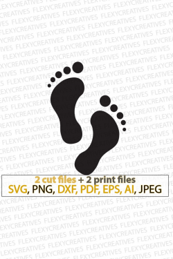 Footprints SVG Vector Prints, Clipart, Cut File, Foot print Clip Art, human  Footsteps in the sand Cricut SVG, png, dxf, pdf, EPS #vc-135