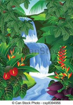 Clip Art Vector of Tropical forest background - Vector ...