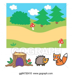 Vector Art - Simple forest background for animation. Clipart ...