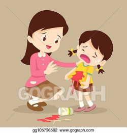 Vector Illustration - Girl stained at the shirt with teacher ...