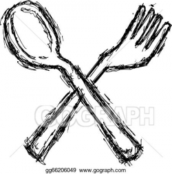 Vector Art - Grunge spoon and fork. Clipart Drawing ...