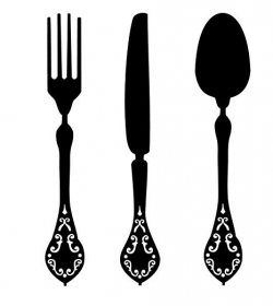 Fork, Knife and Spoon Elegant Vinyl Designs - Kitchen or Dining Room Wall  Decals for Home or Restaurant Decor, 36-inch Tall, Black