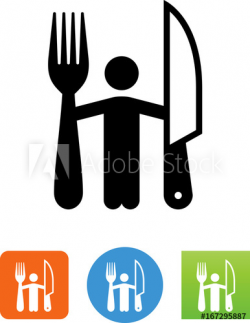 Person Holding Fork And Steak Knife Icon - Illustration ...