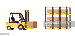 Warehouse Logistics Forklift Pallets Yellow Car Isolated ON ...