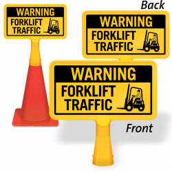 Warning Forklift Traffic ConeBoss Sign, SKU: CB-1104 - MySafetySign.com