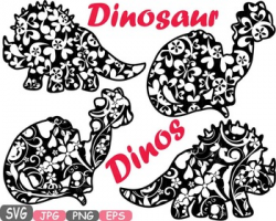 Dinosaur Dinos pack Mascot Flower Clipart zoo circus trex fossil Birthday  -460s