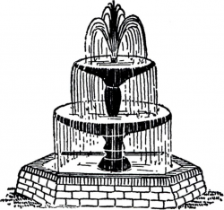 Clipart black and white fountain in nature - Clip Art Library