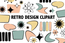 RETRO CLIPART - Mid Century Modern design icons - Googie sign shapes 1950s,  1940s Digital clip art