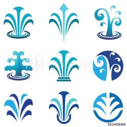 Water Spring Fountain Blue Nature Logo Symbol - Buy this ...