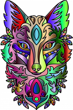 Clipart - Chromatic Ornamental Fox Line Art