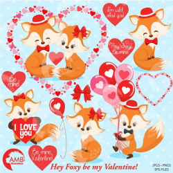 Valentine Clipart, Fox Clipart, Valentine Foxes, Heart ...