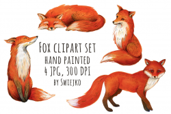 Fox Clipart, Watercolor Illustration, Forest Images By ...